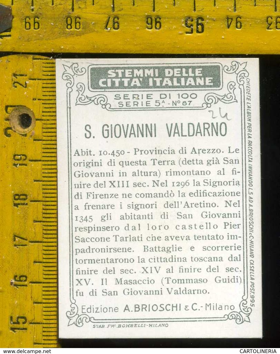 Figurina Brioschi Araldica Stemmi Città Italiane Serie 5 N° 87 S. Giovanni Valdarno - Altri & Non Classificati