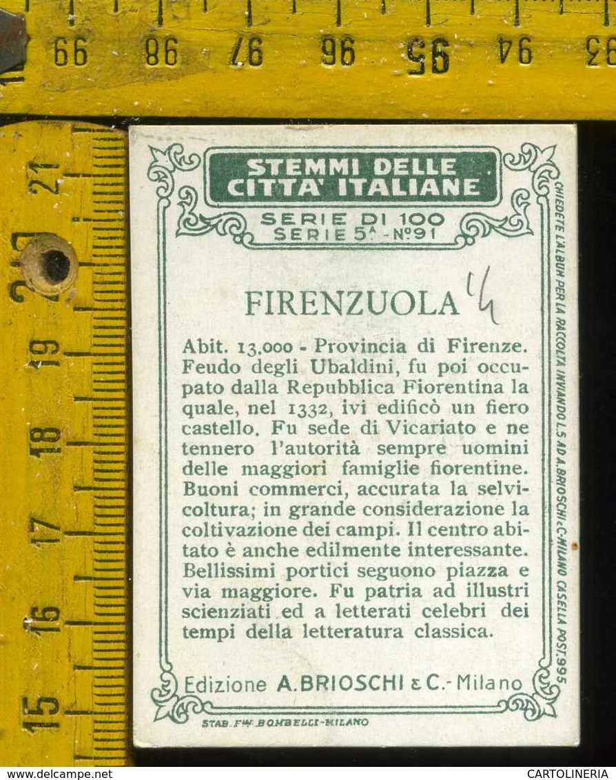 Figurina Brioschi Araldica Stemmi Città Italiane Serie 5 N° 91 B  Firenzuola (difetto) - Altri & Non Classificati