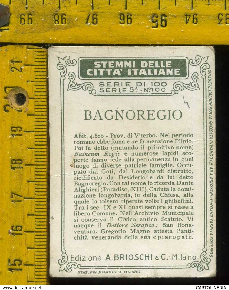 Figurina Brioschi Araldica Stemmi Città Italiane Serie 5 N° 100 Bagnoregio - Altri & Non Classificati