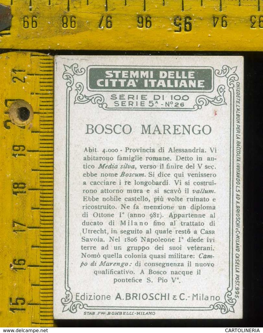 Figurina Brioschi Araldica Stemmi Città Italiane Serie 5 N° 26 Bosco Marengo - Altri & Non Classificati