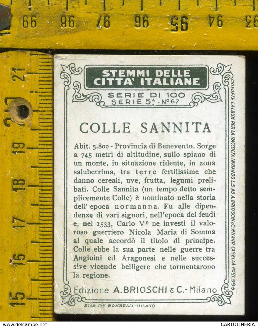 Figurina Brioschi Araldica Stemmi Città Italiane Serie 5 N° 67 Colle Sannita - Altri & Non Classificati