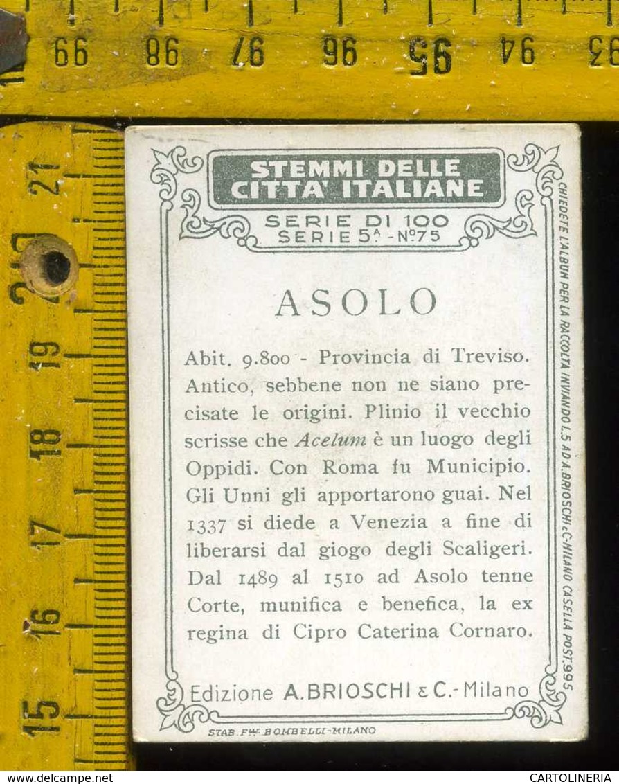 Figurina Brioschi Araldica Stemmi Città Italiane Serie 5 N° 75 Asolo - Altri & Non Classificati