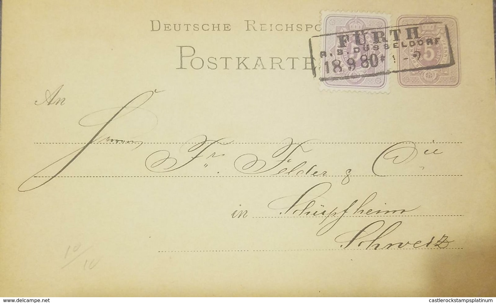 O) 1889 CIRCA-GERMANY - FURTH, CROWN OF ST STEPHE 5p,POSTAL STATIONERY XF - Other & Unclassified