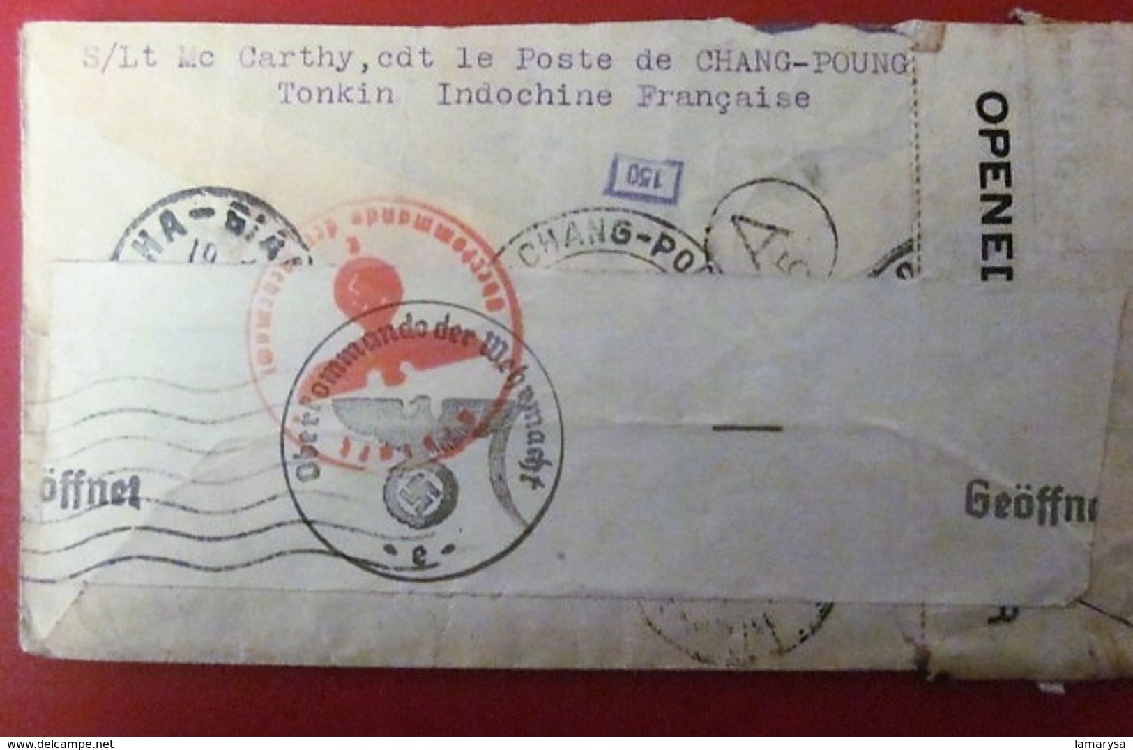 1941-WW2 LETTRE CENSURE ALLEMANDE CHAMPUNG--TONKIN/VICHY(France-ex-Colonie Protectorat)Indochine(1889-45)Lettre-Document