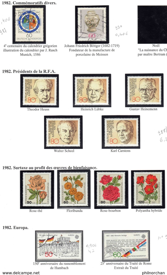 Allemagne 1982 Neufs** 19 Timbres, Oblitérés 17 Timbres, TB 8 € (cote 50,90 € 36 Valeurs) - Neufs