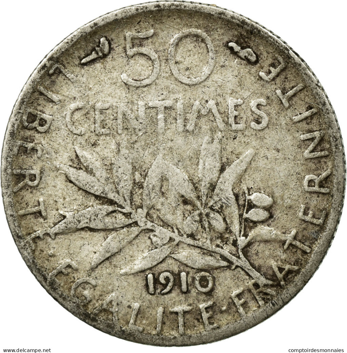 Monnaie, France, Semeuse, 50 Centimes, 1910, Paris, TB+, Argent, KM:854 - Autres & Non Classés