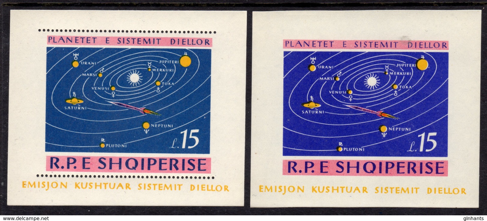 ALBANIA - 1964 SOLAR SYSTEM PLANETS PERF & IMPERF BLOCKS MICHEL B27 B28 FINE MNH ** - Albania