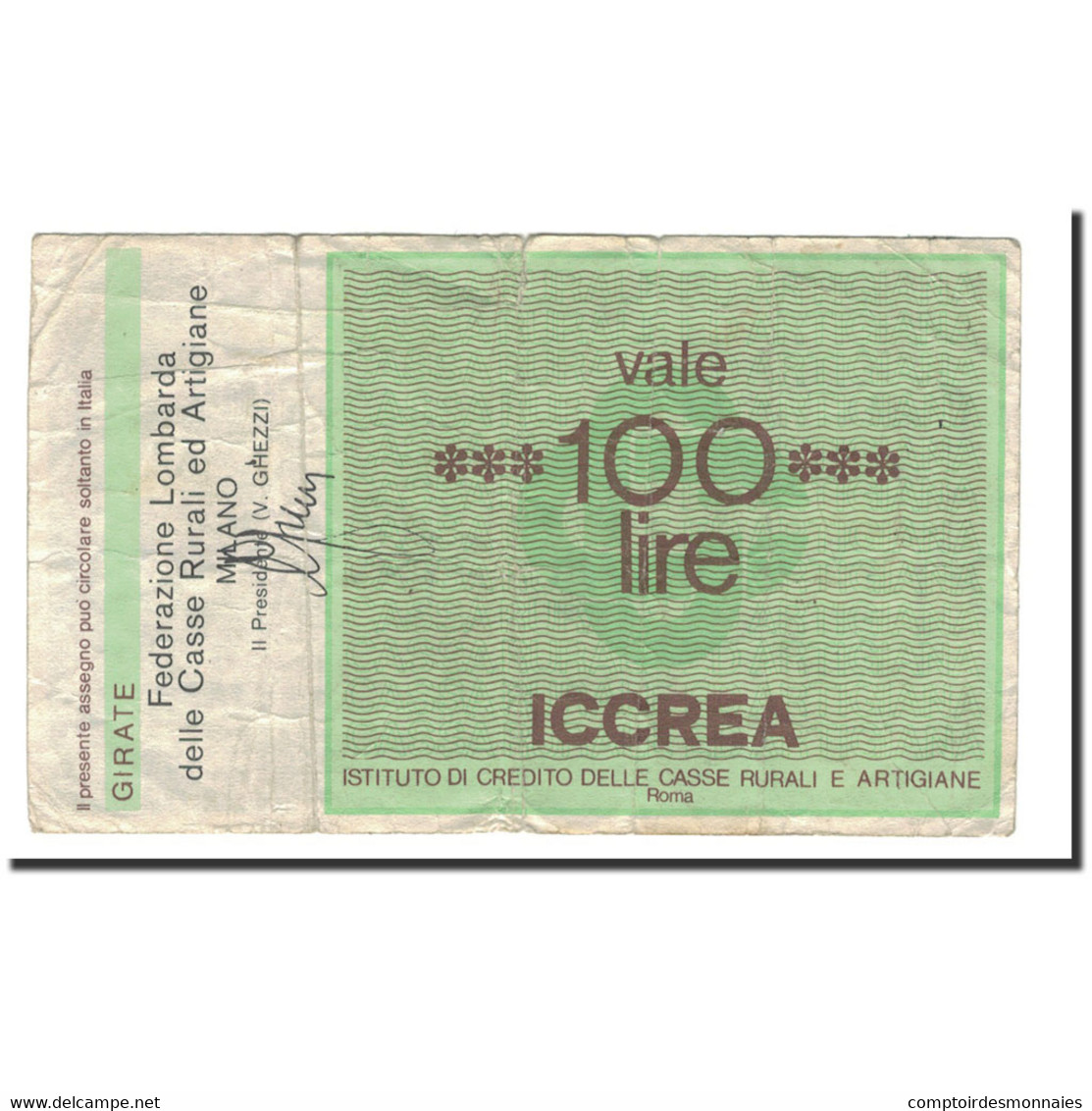 Billet, Italie, 100 Lire, 1977, 1977-01-18, TB - [10] Chèques