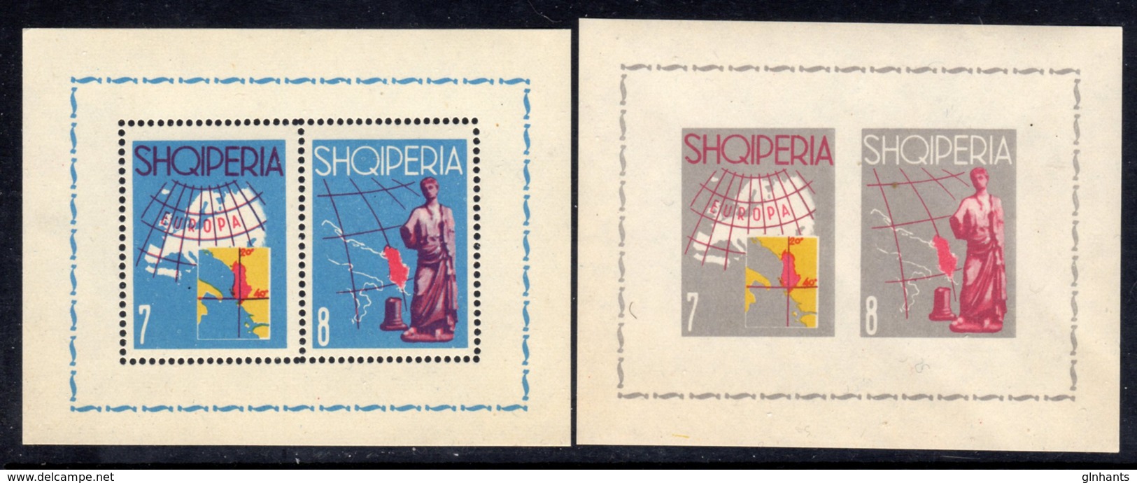 ALBANIA - 1962 TOURIST PUBLICITY MAPS & SCULPTURE ART PERF & IMPERF BLOCKS MICHEL B13 B14 FINE MNH ** - Albania