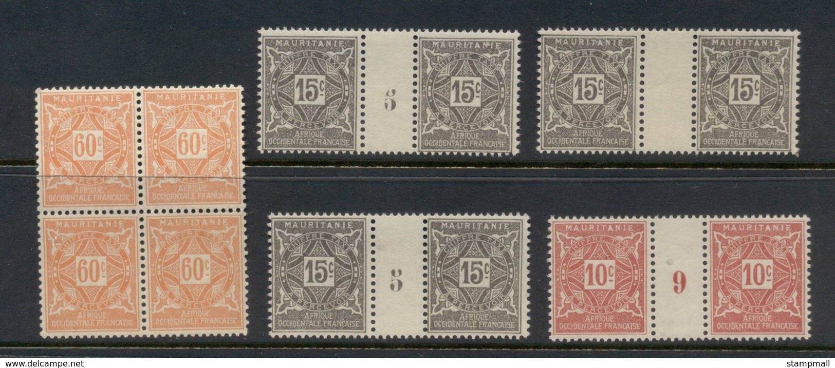 Mauritania 1914 Postage Dues Multiples Asst MLH/MUH - Unused Stamps