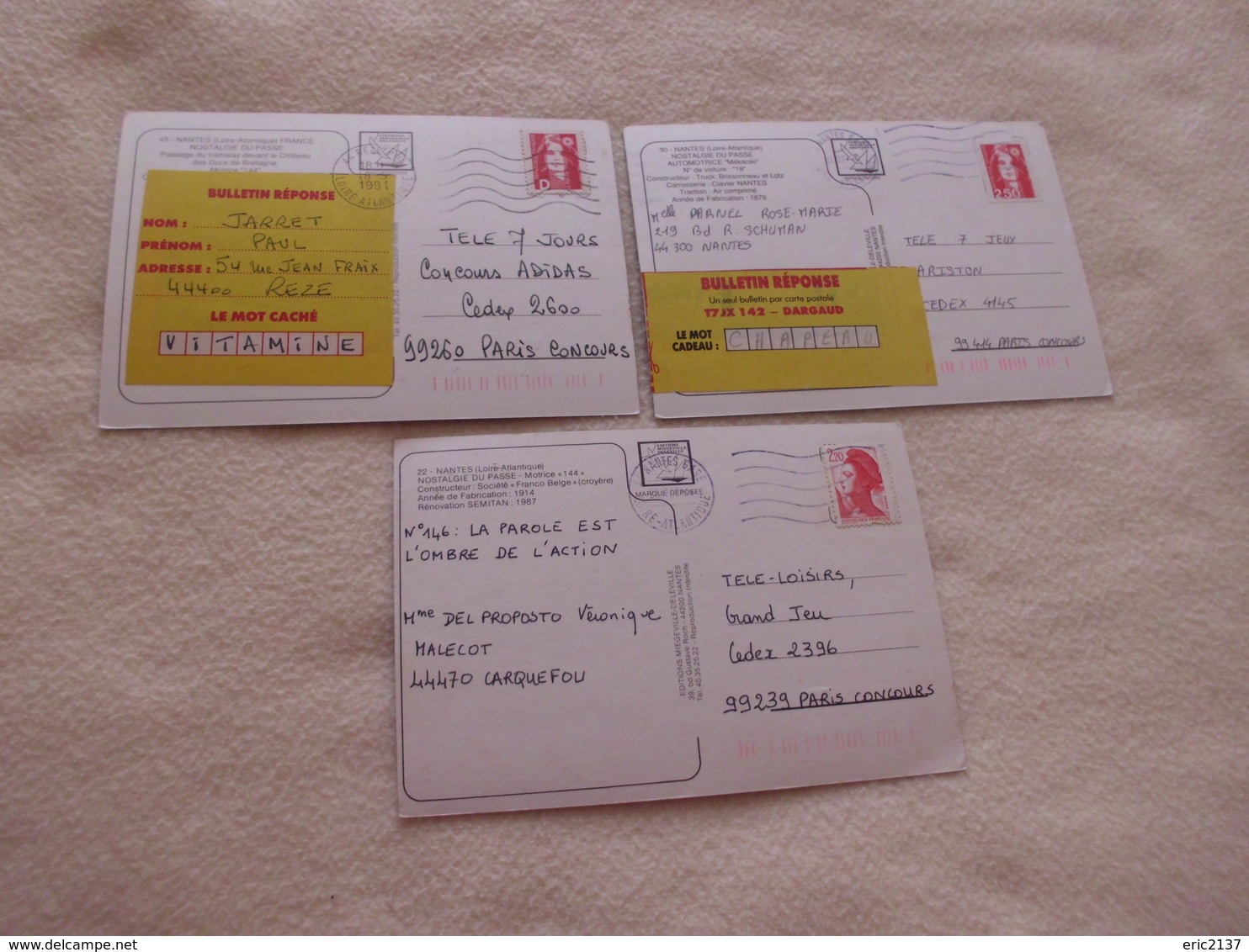 LOT DE  3 CARTES NOSTALGIE DU PASSE ..AUTOMOTRICE MEKARSKI (1) Et MOTRICE 44 (2) - Tramways