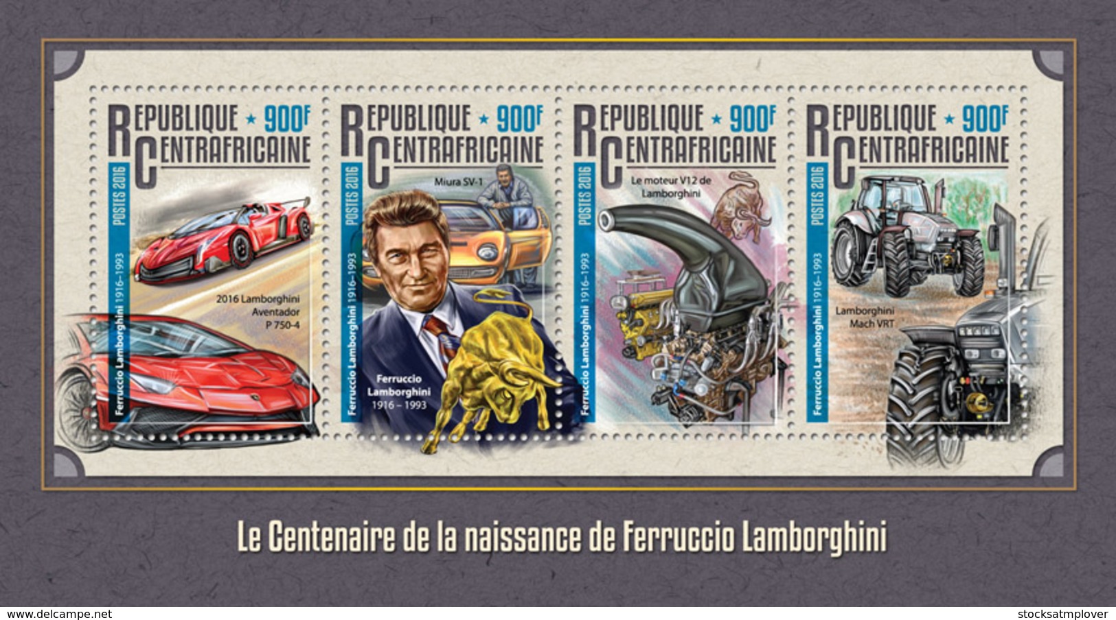 Central Africa   2016   Ferruccio Lamborghini ,cars - Repubblica Centroafricana