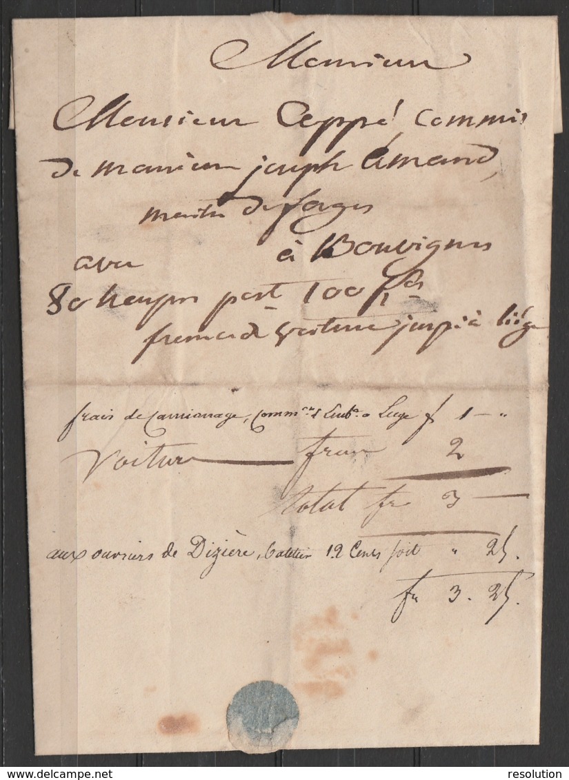 L. Datée 15 Février 1834 De THUIN Pour Maître Des Forges à BOUVIGNES - Man. "avec 80 ….pesant 100kg Franco De Voiture Ju - 1830-1849 (Belgique Indépendante)