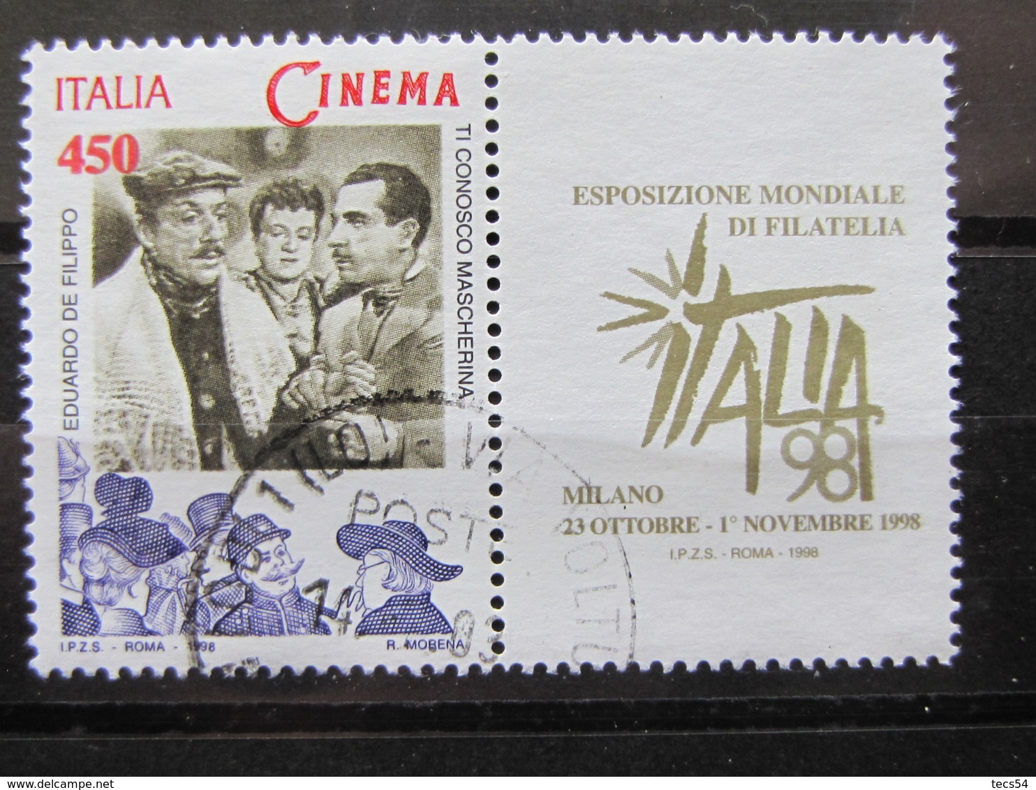 *ITALIA* USATO 1998 - ESP MOND GIORNATA CINEMA DE FILIPPO - SASSONE 2384 - LUSSO/FIOR DI STAMPA - 1991-00: Usati