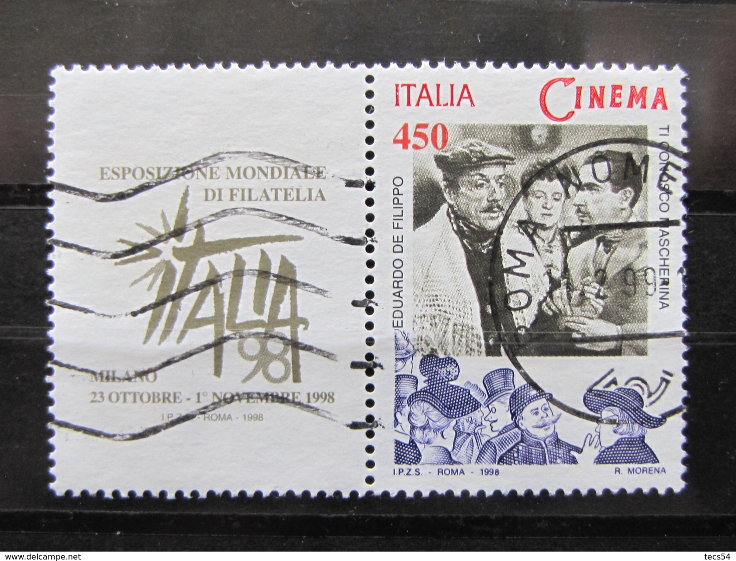 *ITALIA* USATO 1998 - ESP MOND GIORNATA CINEMA DE FILIPPO - SASSONE 2384 - LUSSO/FIOR DI STAMPA - 1991-00: Usati