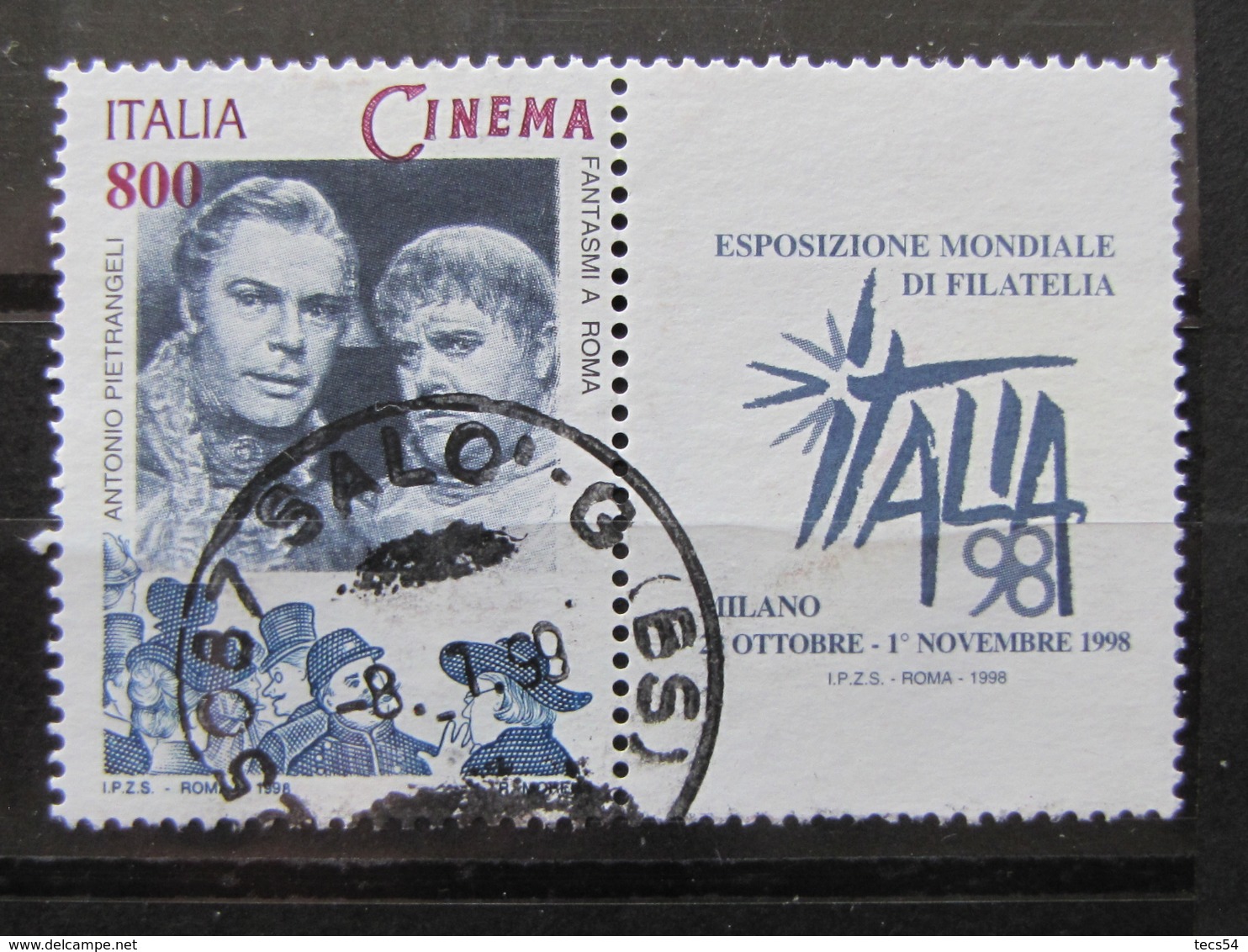 *ITALIA* USATO 1998 - ESP MOND GIORNATA CINEMA PIETRANGELI - SASSONE 2385 - LUSSO/FIOR DI STAMPA - 1991-00: Usati