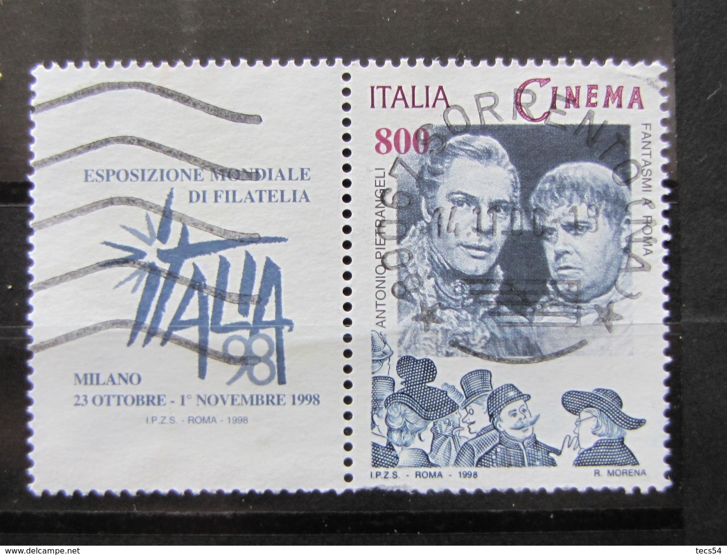 *ITALIA* USATO 1998 - ESP MOND GIORNATA CINEMA PIETRANGELI - SASSONE 2385 - LUSSO/FIOR DI STAMPA - 1991-00: Usati