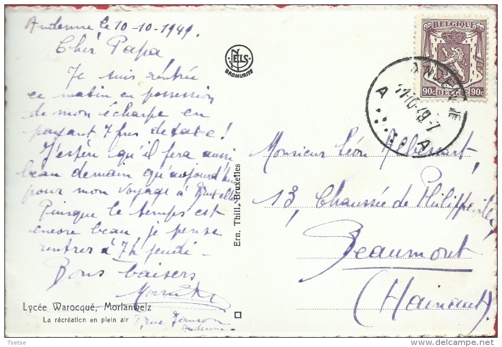 Morlanwelz - Lycée Warocqué - La Récréation En Plein Air -1949 ( Voir Verso ) - Morlanwelz