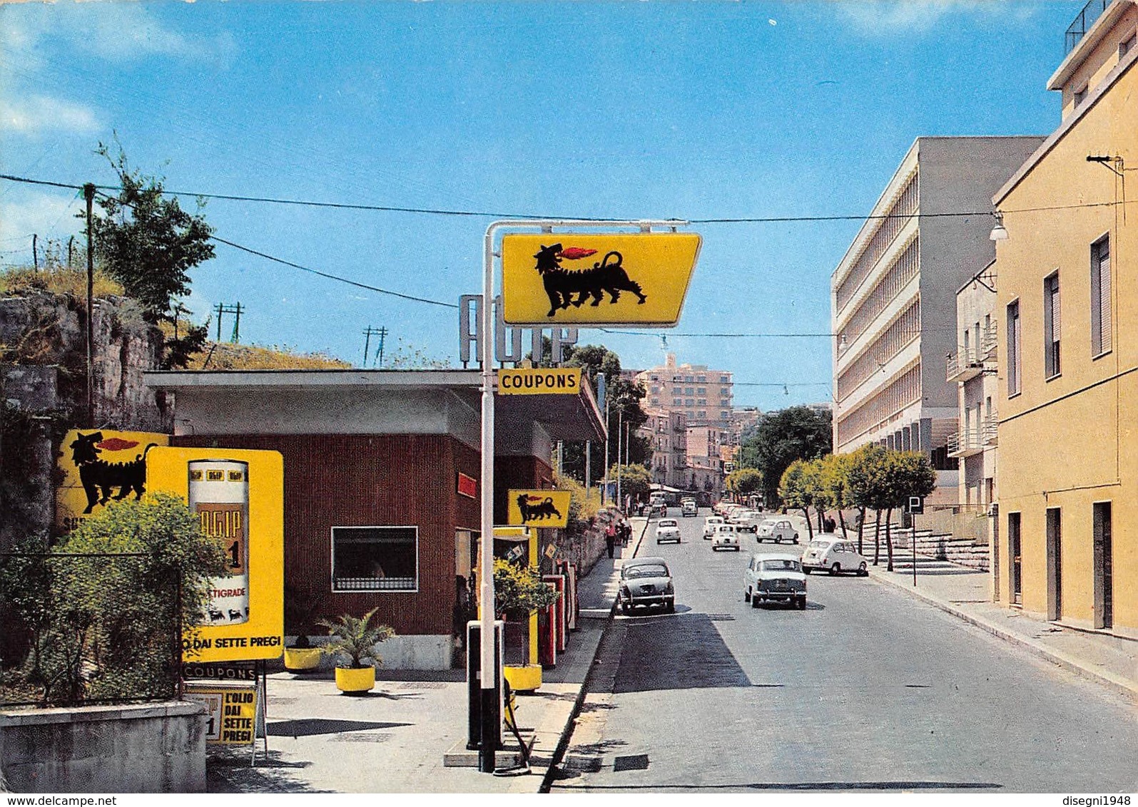 M07764 "RAGUSA - VIALE DEL FANTE " AUTO ANNI '50 - DISTRIBUTORE AGIP - CART. ORIG. SPED. '980 - Ragusa