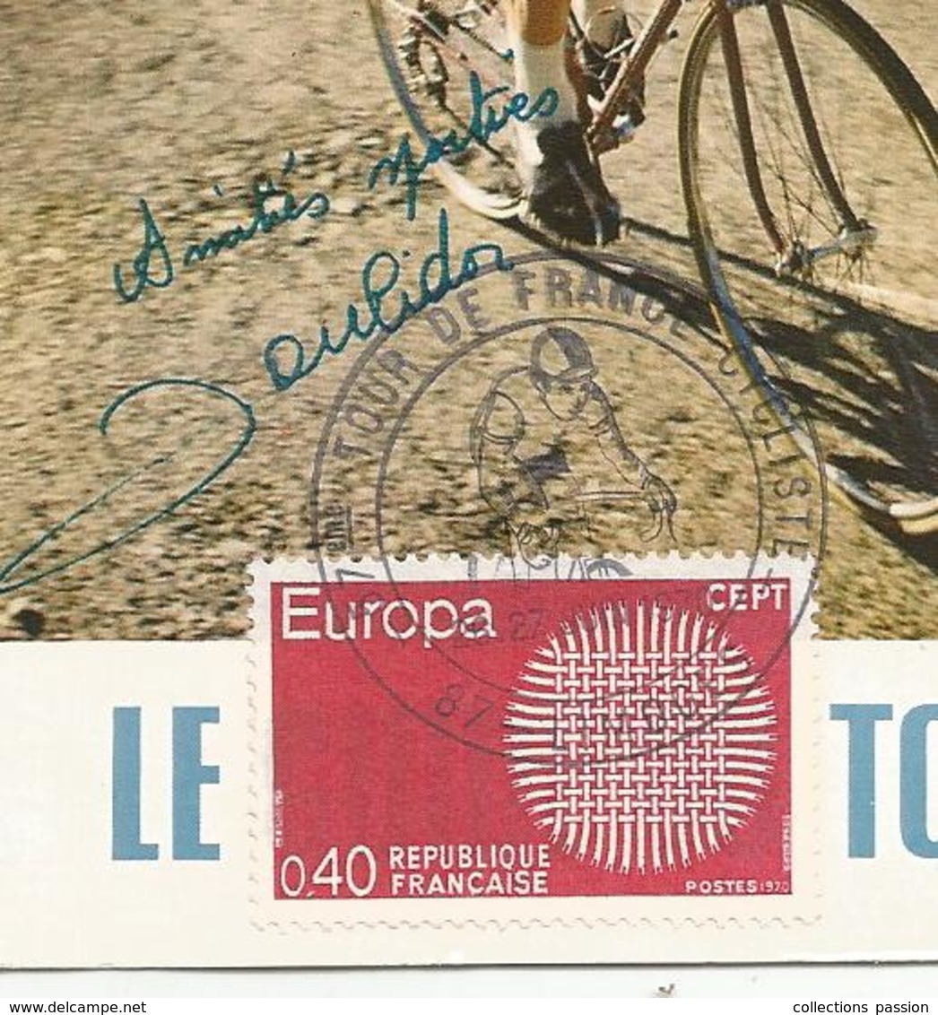 Cp, Sports , CYCLISME , POULIDOR , 57 éme Tour De France 1970 , Oblitération LIMOGES ,dédicacée,2 Scans - Cyclisme