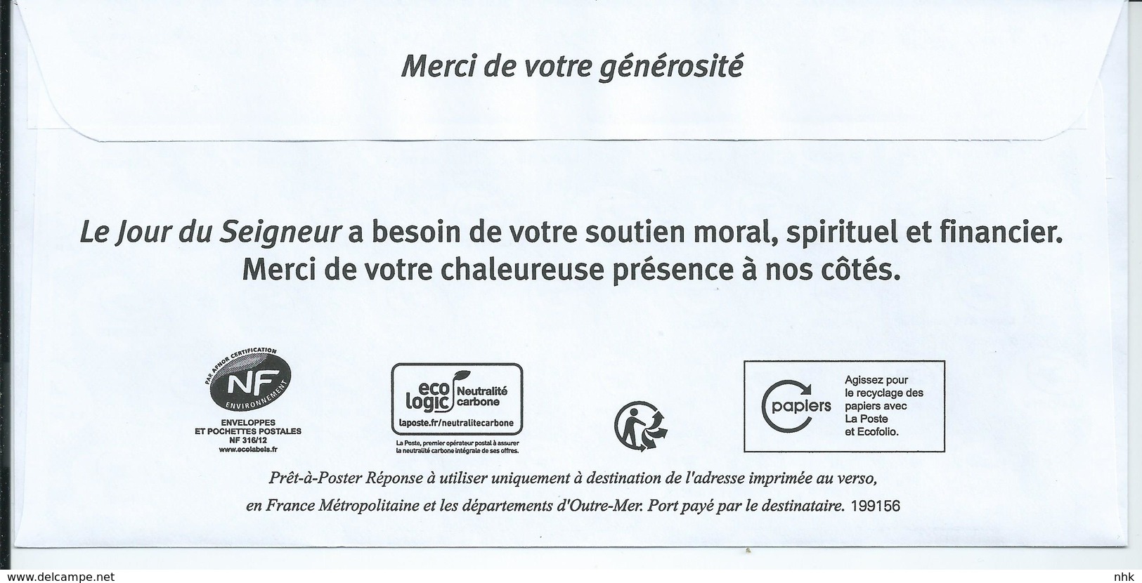 Entiers Postaux : Enveloppe Réponse Type L'Engagée Yzeult Catelin PRIO Datamatrix Jours Du Seigneur 199156 ** - Prêts-à-poster: Réponse /Marianne L'Engagée