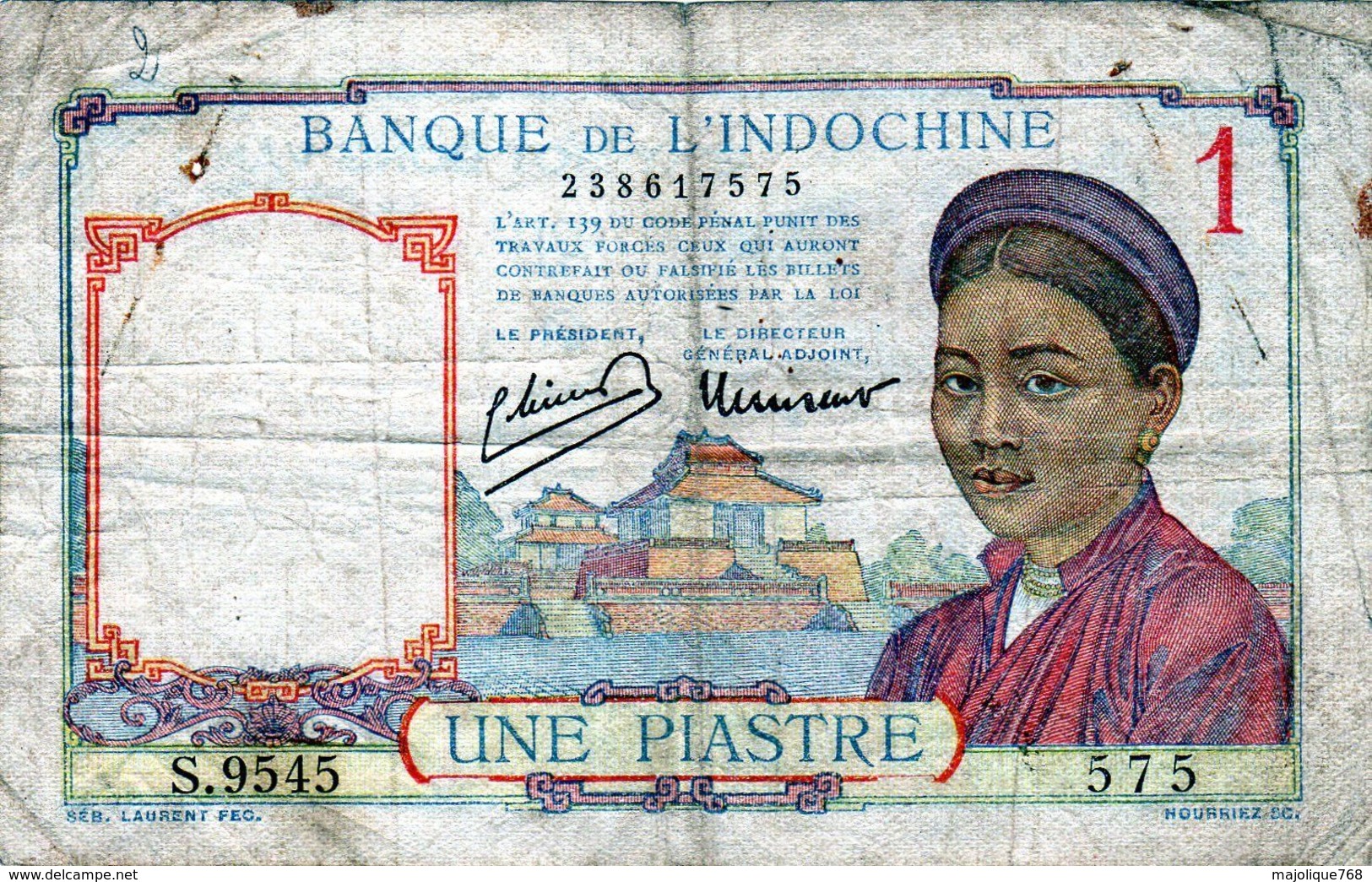 Billet - Banque De L’Indochine, 1 Piastre Type 1932-39, Non Daté (1942) En T B - - Indocina