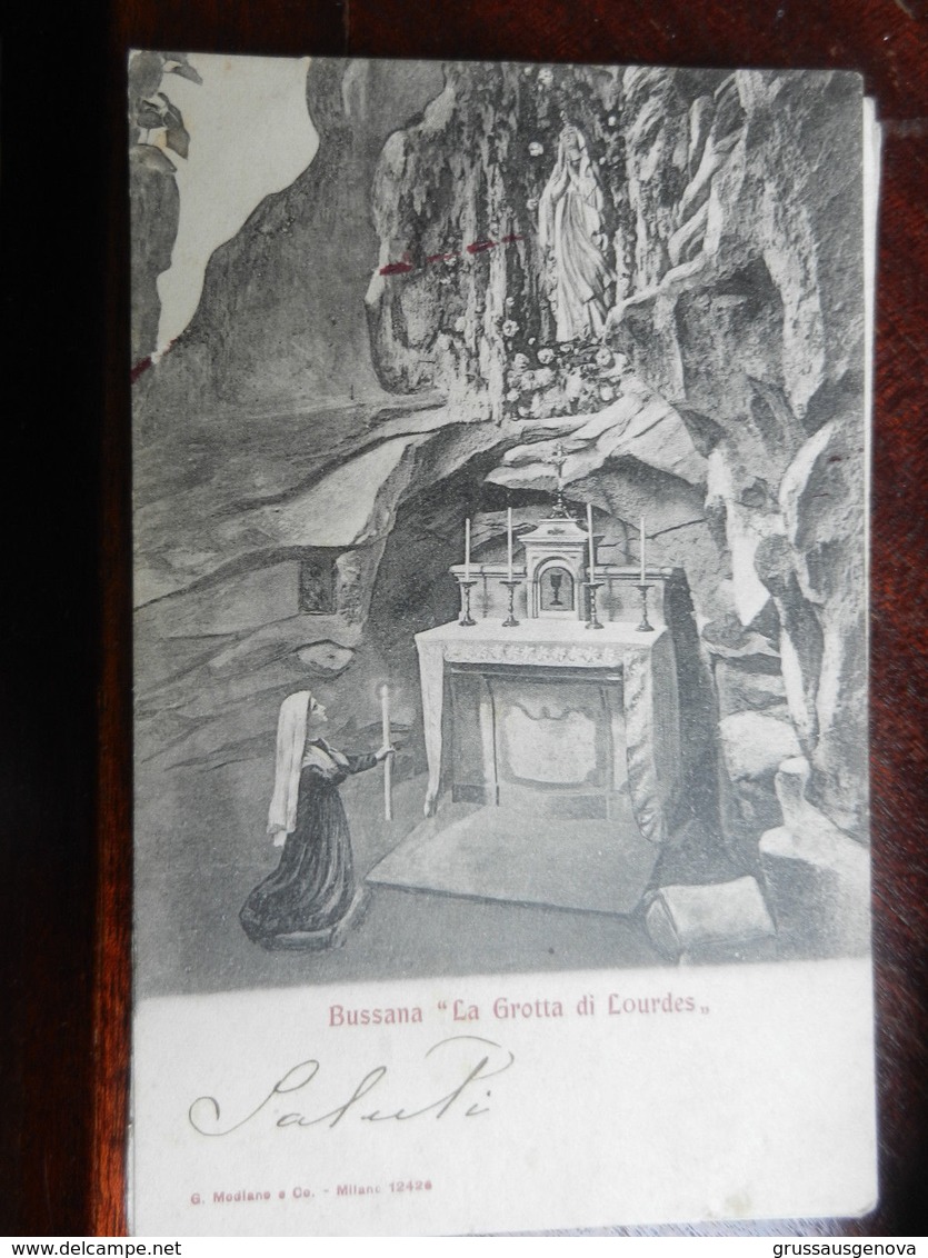 16579) IMPERIA BUSSANA LA GROTTA DI LOUREDES SANTUARIO VIAGGIATA 1908 - Imperia