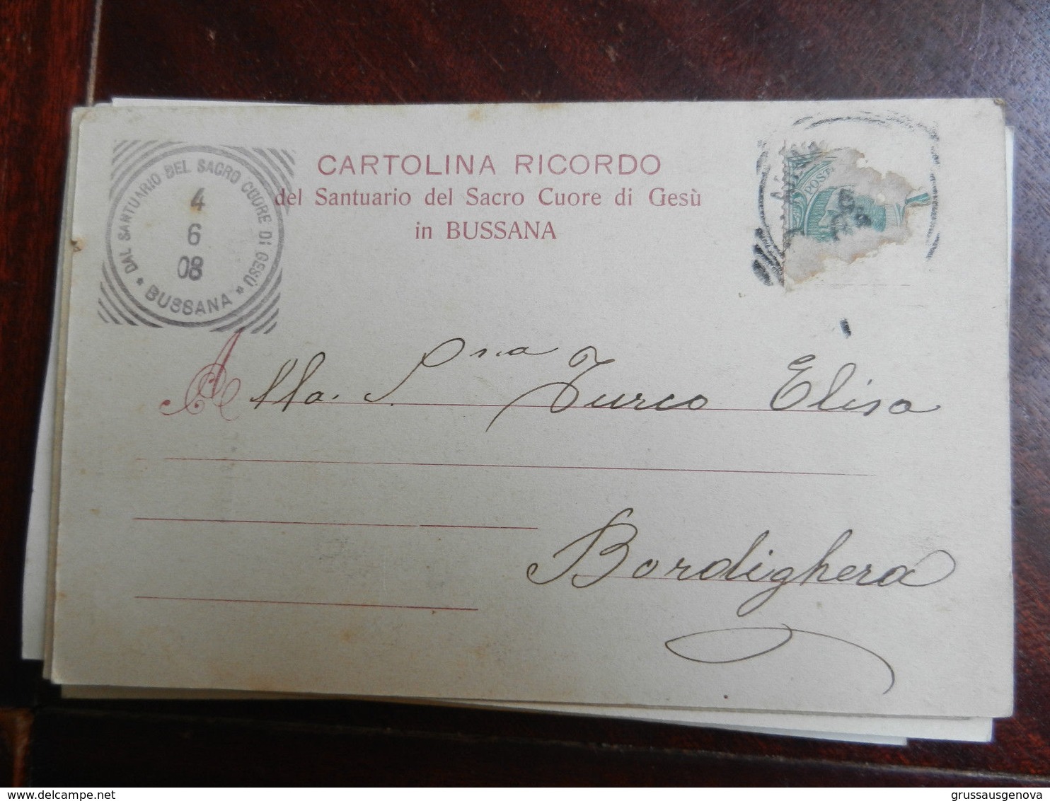 16579) IMPERIA BUSSANA LA GROTTA DI LOUREDES SANTUARIO VIAGGIATA 1908 - Imperia