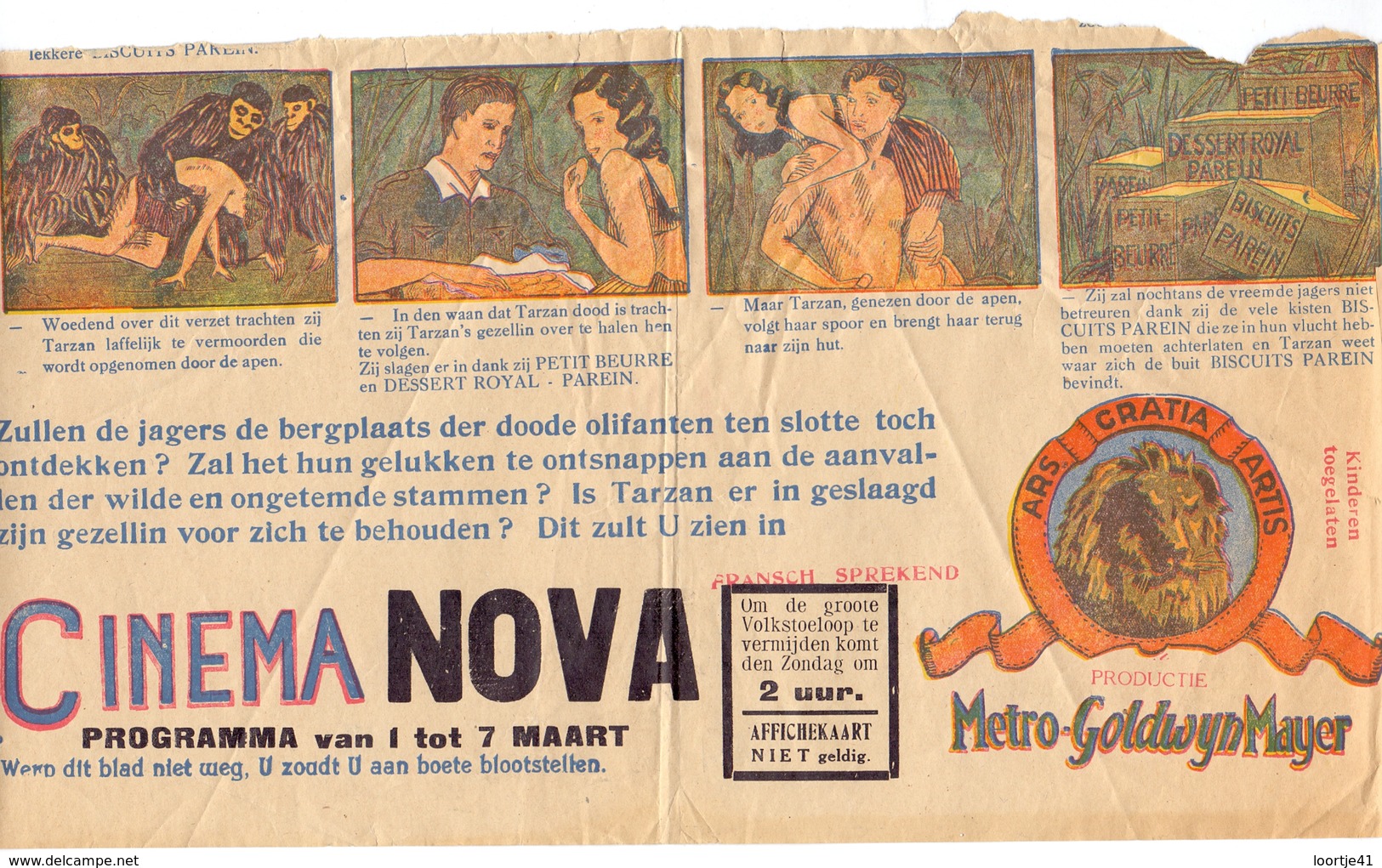 Ciné  Bioscoop Programma Programme Cinema Nova - Tarzan - Publicité Cinématographique