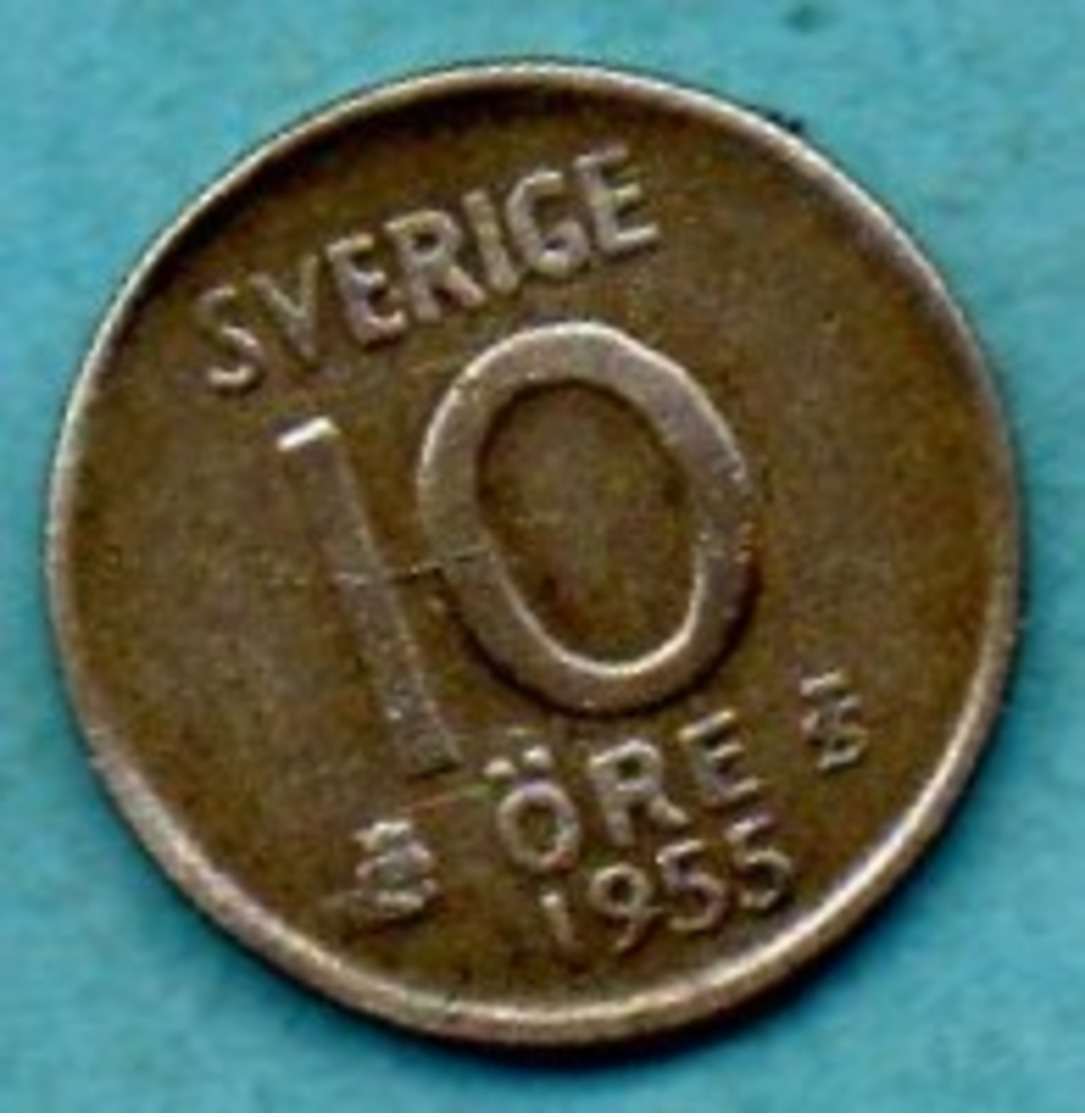A/  SUEDE / SWEDEN  10 ORE 1955 Silver  KM823 - Sweden