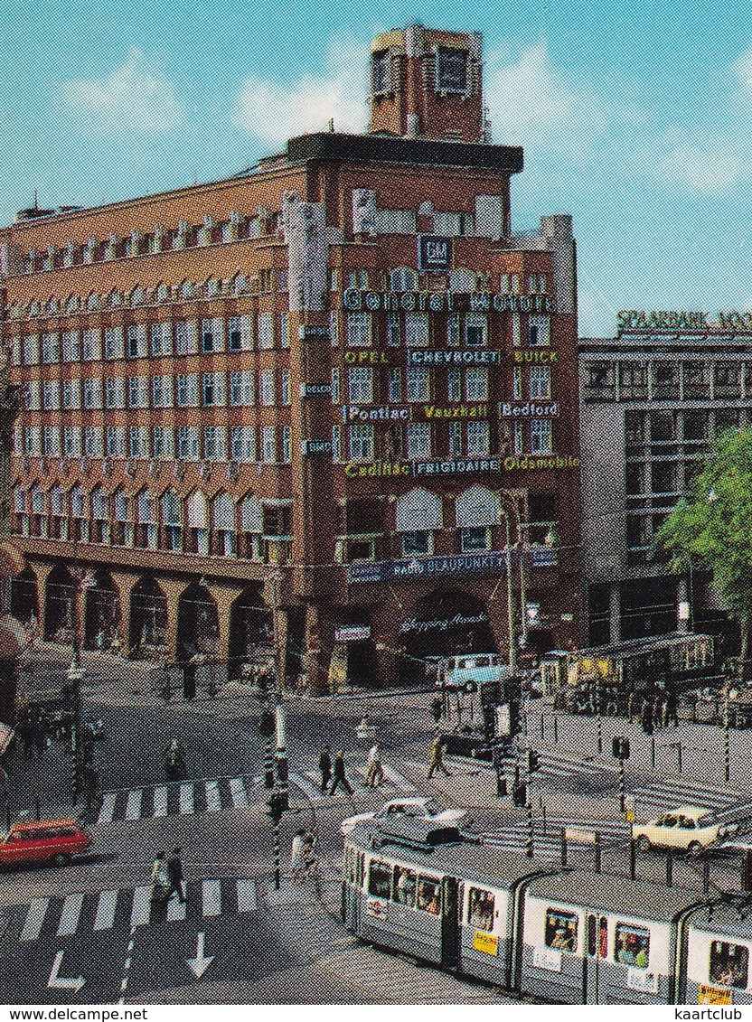 Amsterdam: TRAM, DAF DAFFODIL, BMW 1500, RENAULT 4CV, MERCEDES W114/115 TAXI - 'GENERAL MOTORS' Building - Muntplein - Toerisme