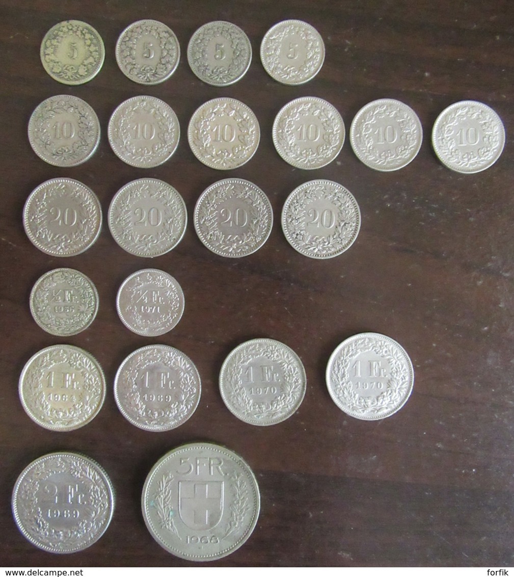 Suisse - Lot De 22 Monnaies 5 Cts à 5 Francs Dont Argent - 1850 à 1989 - TB à TTB / SUP - Autres & Non Classés