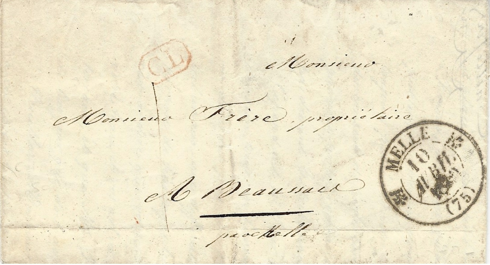 1840- Lettre De MELLE ( Deux Sèvres ) Cad T12  + C L Enc. Taxe 1 Decime  ( Courrier Local ) - 1801-1848: Précurseurs XIX