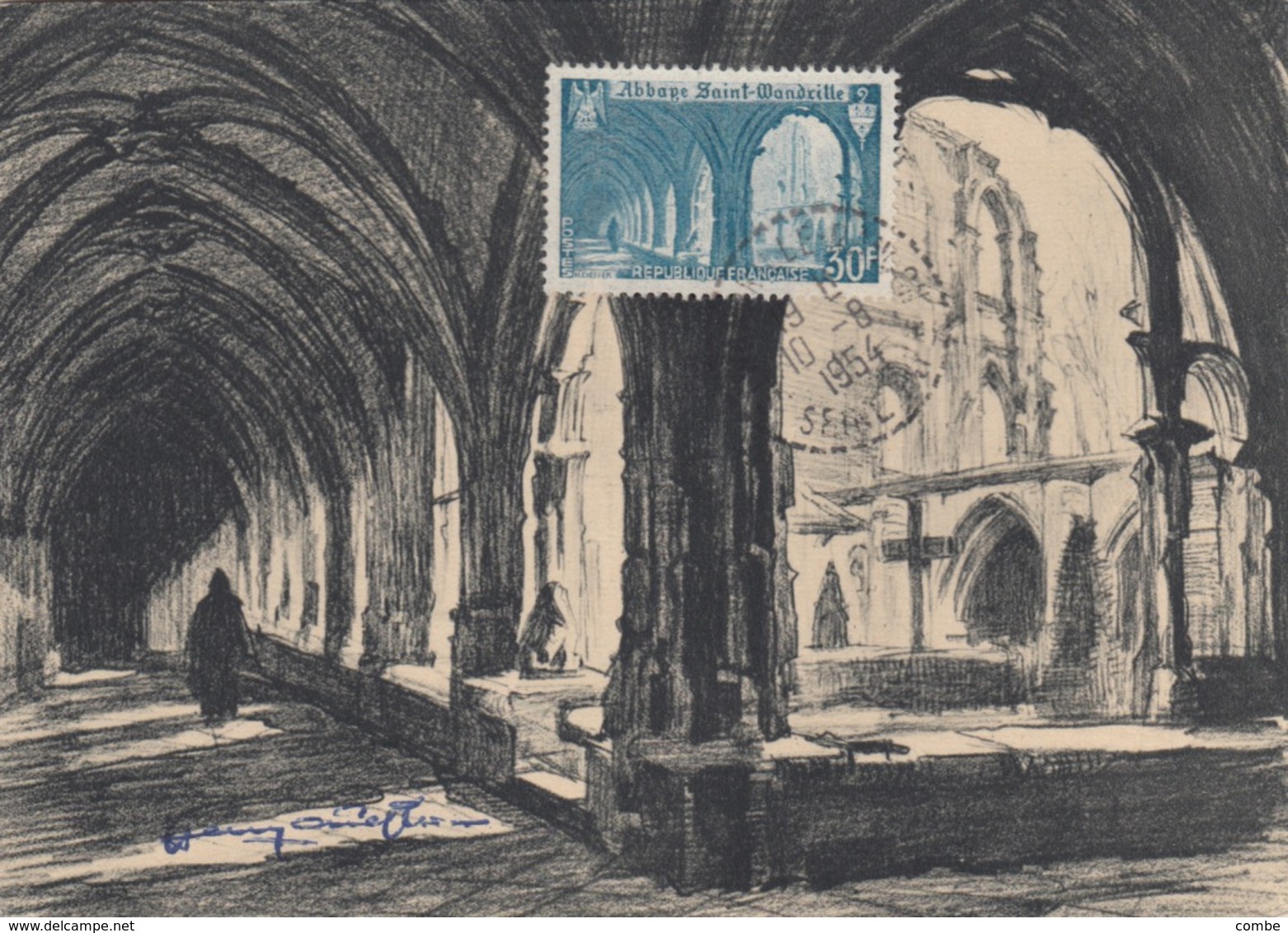 CARTE MAXIMUM N° 888 ABBAYE DE ST-WANDRILLE - 1950-1959