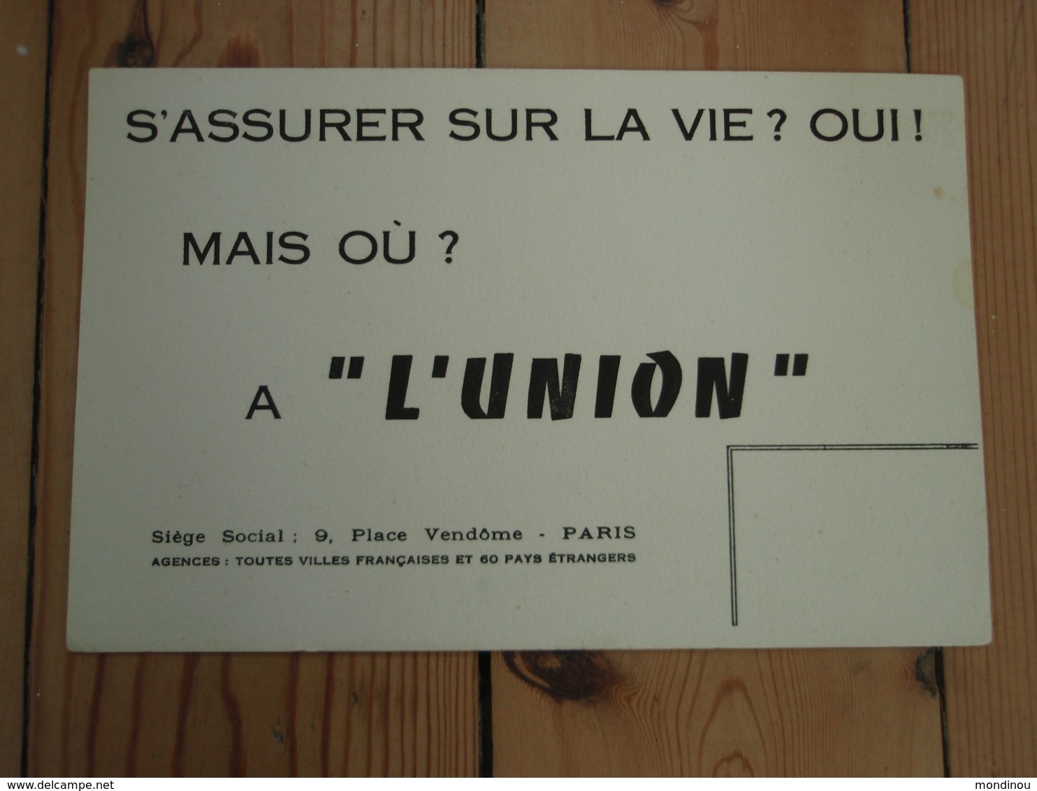 Buvard  S'assurez Sur La Vie ? Oui ! Mais Où ? A " L'UNION " PARIS - Banque & Assurance