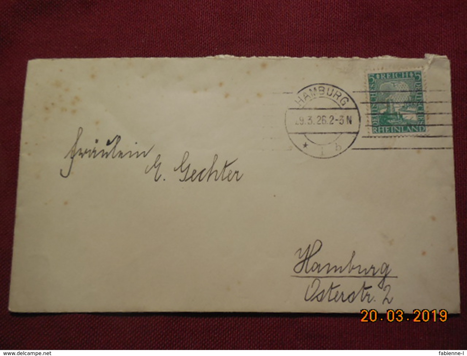 Lettre De 1926 à Destination De Hambourg - Briefe U. Dokumente