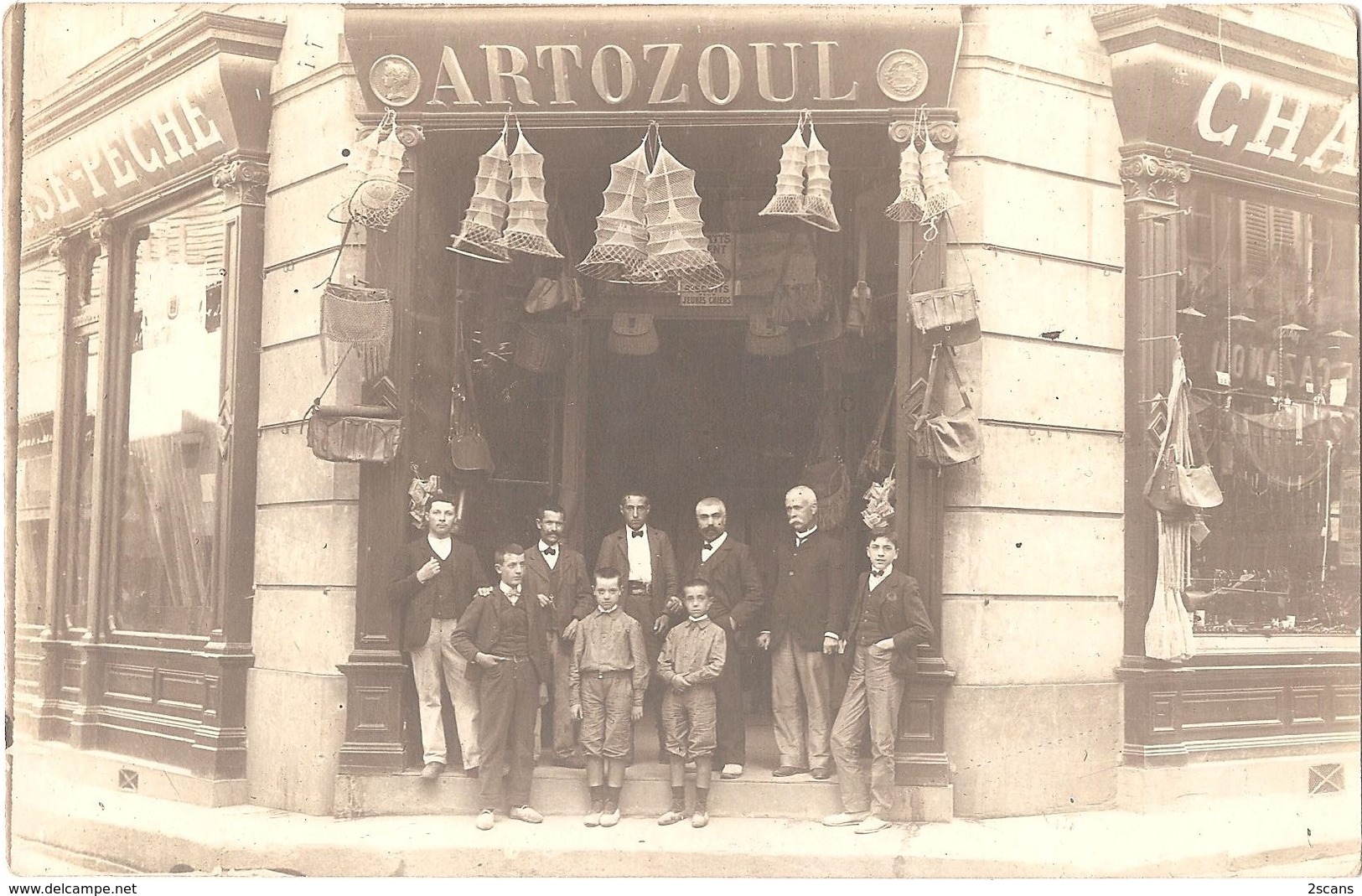 Dépt 10 - CARCASSONNE (rue De La Liberté) - CARTE-PHOTO Devanture Magasin CHASSE-PÊCHE Jean-Baptiste ARTOZOUL - Carcassonne