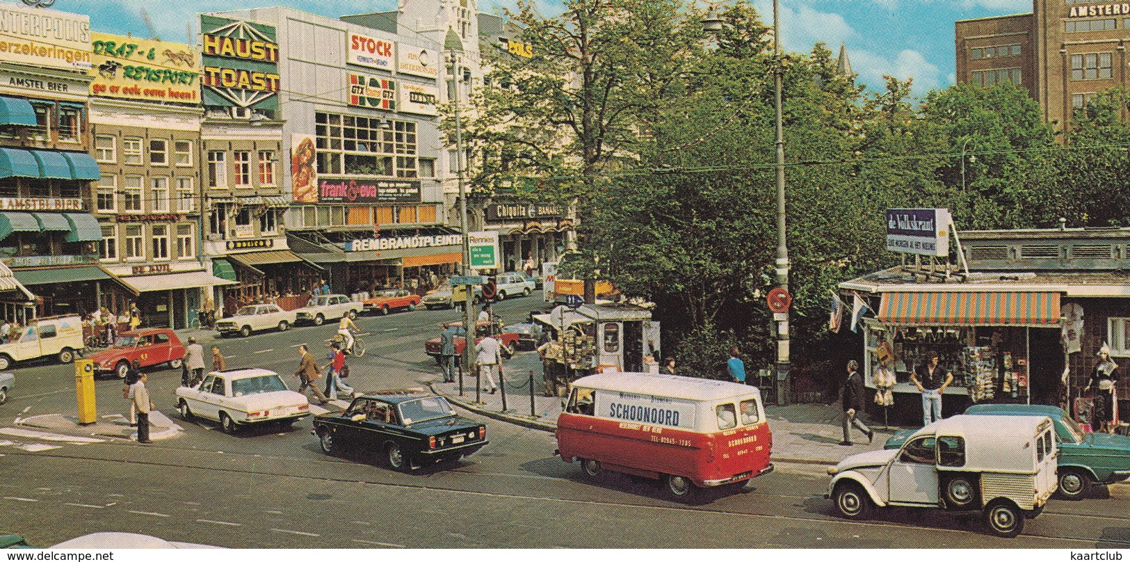 Amsterdam: AUSTIN 152 OMNIVAN, CITROËN 2CV AK250, VOLVO 142, MERCEDES W108/109, DYANE, FIAT 125 S - Rembrandtsplein - Toerisme