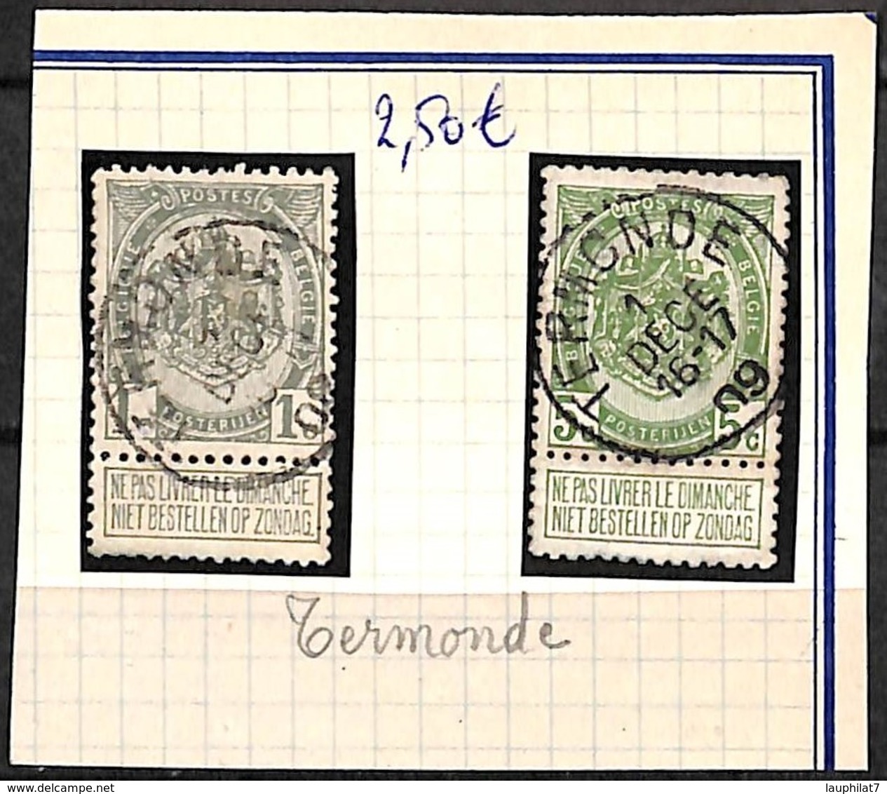 [832305]Belgique 1907 - N° 81 Et 83, TERMONDE, Armoiries - 1893-1907 Armarios