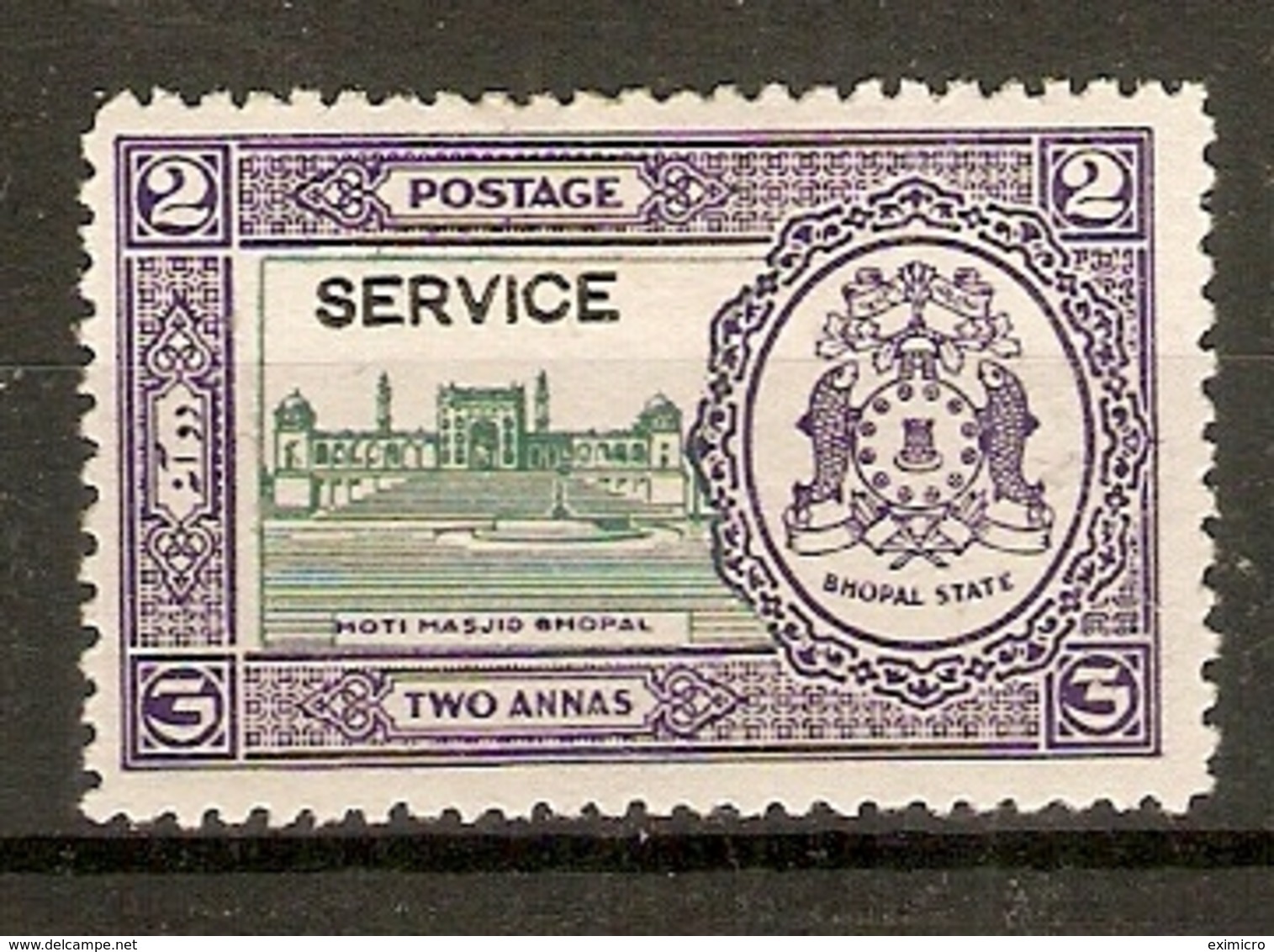 INDIA - BHOPAL 1938 2a OFFICIAL SG O338 MOUNTED MINT Cat £19 - Bhopal