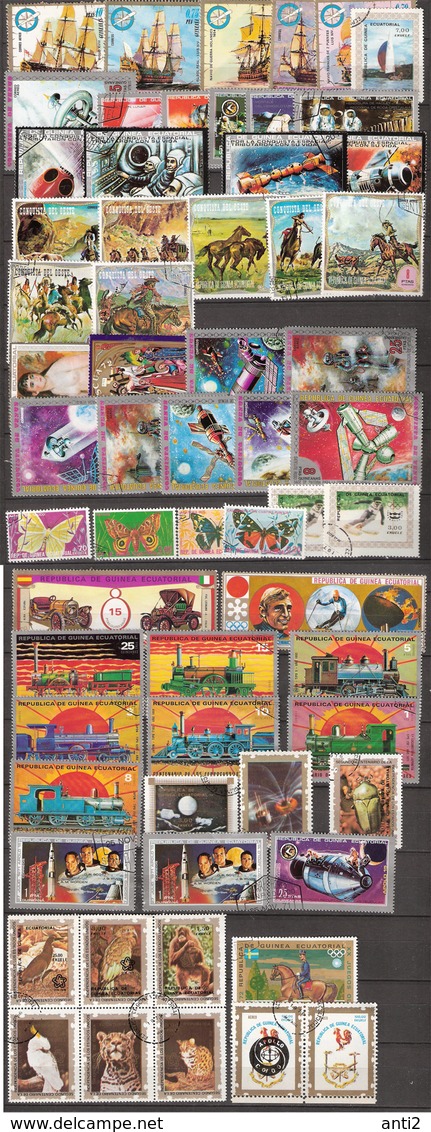 Equatorial Guinea Small Lot 63 Stamps: Sport, Animals, Butterflies, Horses, Sailing Ships, Space, Cosmos, Locomotives - Guinée Equatoriale