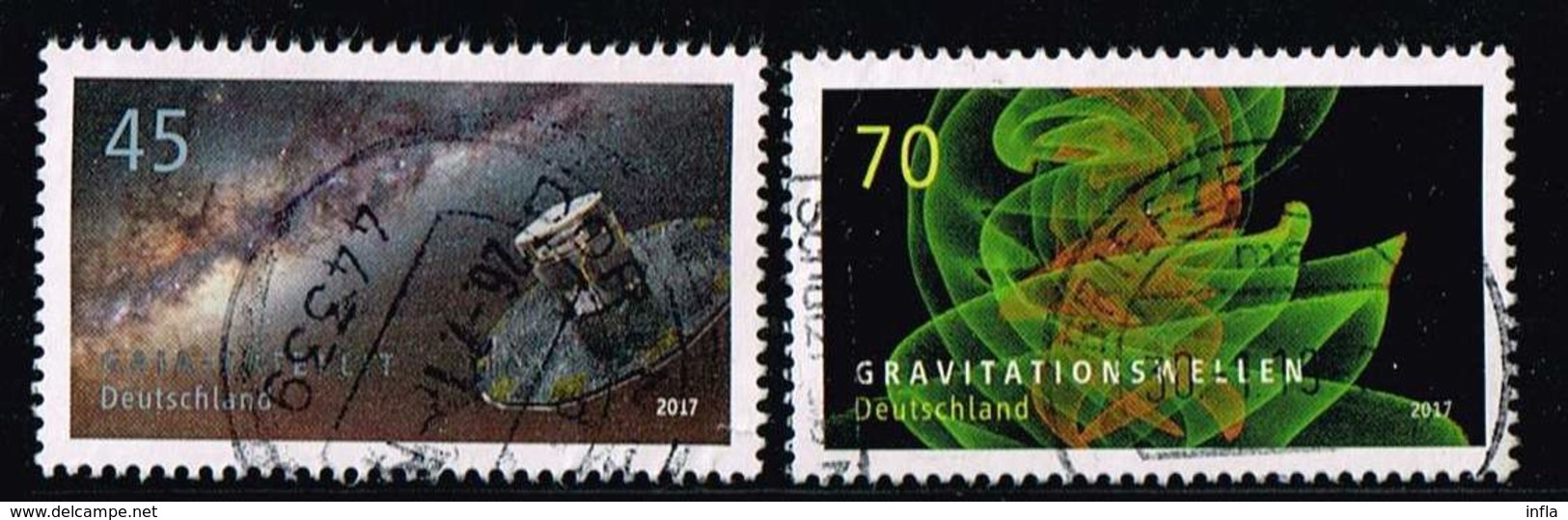 Bund 2017, Michel# 3347 - 3348 O Astrophysik: Gaia Sattelit + Gravitationswellen - Gebraucht