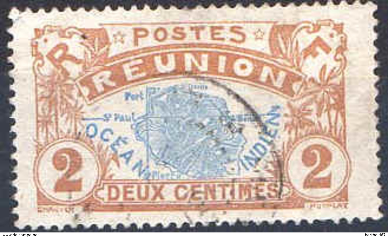 Réunion Poste Obl (Yv: 57 Mi  57) Yv:0,3 Euro Carte De L'île (cachet Rond) - Oblitérés