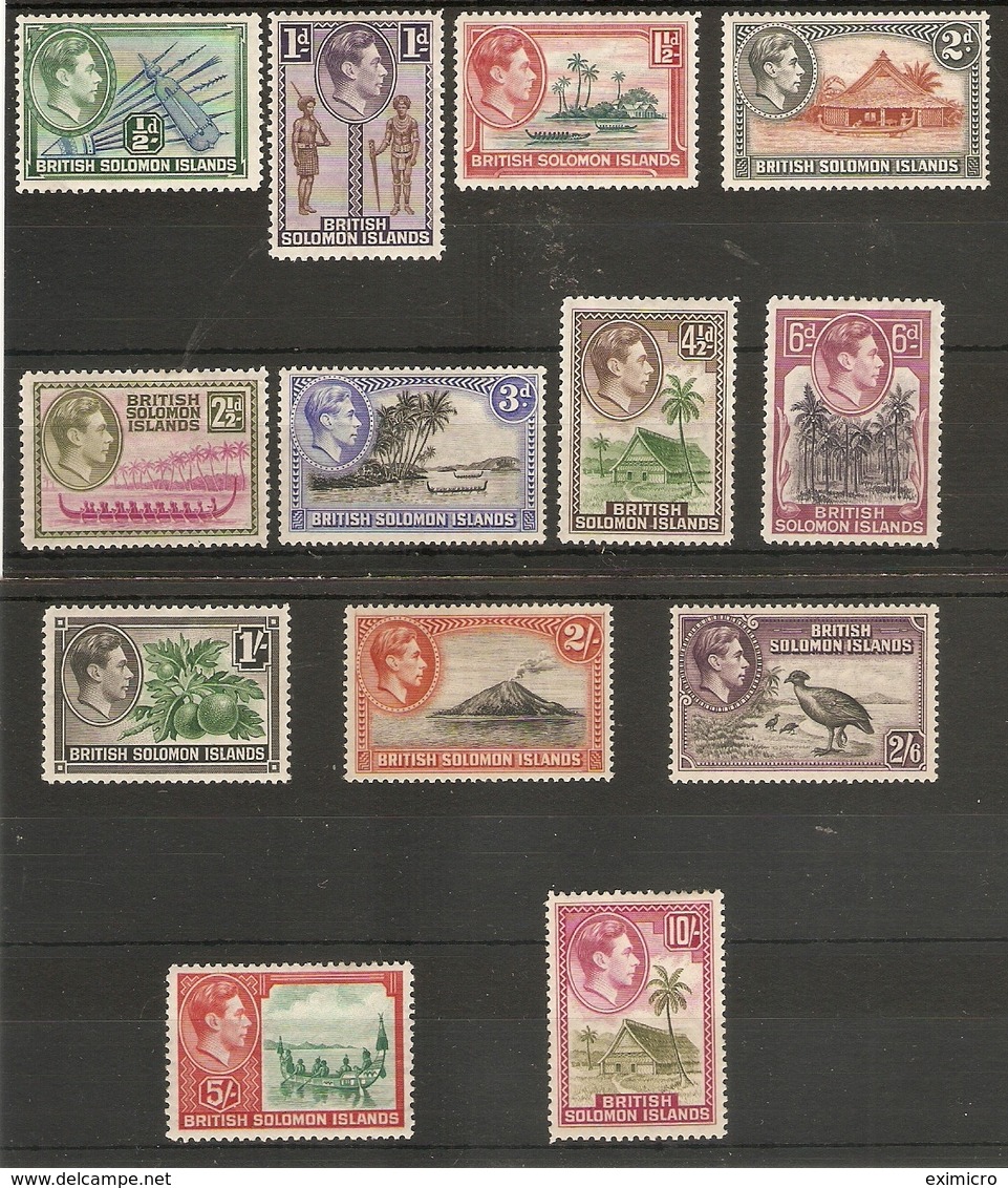 BRITISH SOLOMON ISLANDS 1939 - 1951 SET SG 60/72 MOUNTED MINT Cat £90 - British Solomon Islands (...-1978)