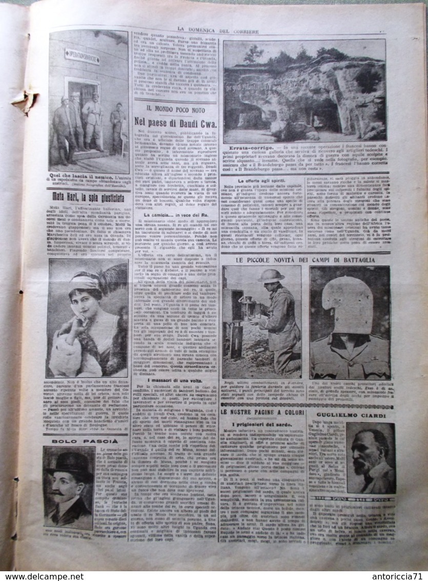 La Domenica Del Corriere 14 Ottobre 1917 WW1 Cascino Monteverde Mata Hari Ciardi - Guerra 1914-18
