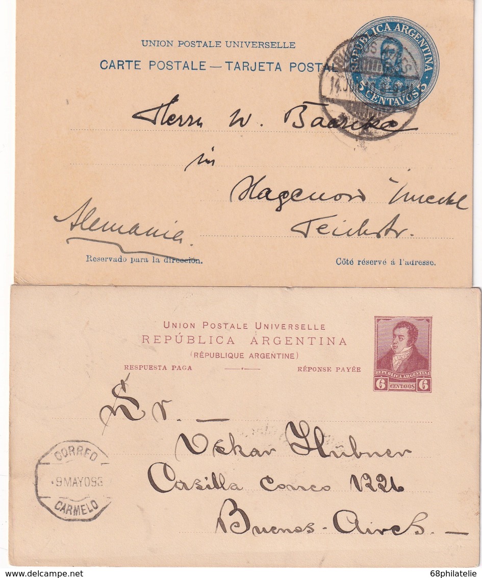 ARGENTINE      ENTIER POSTAL/GANZSACHE/POSTAL STATIONERY LOT DE 2 CARTES - Entiers Postaux