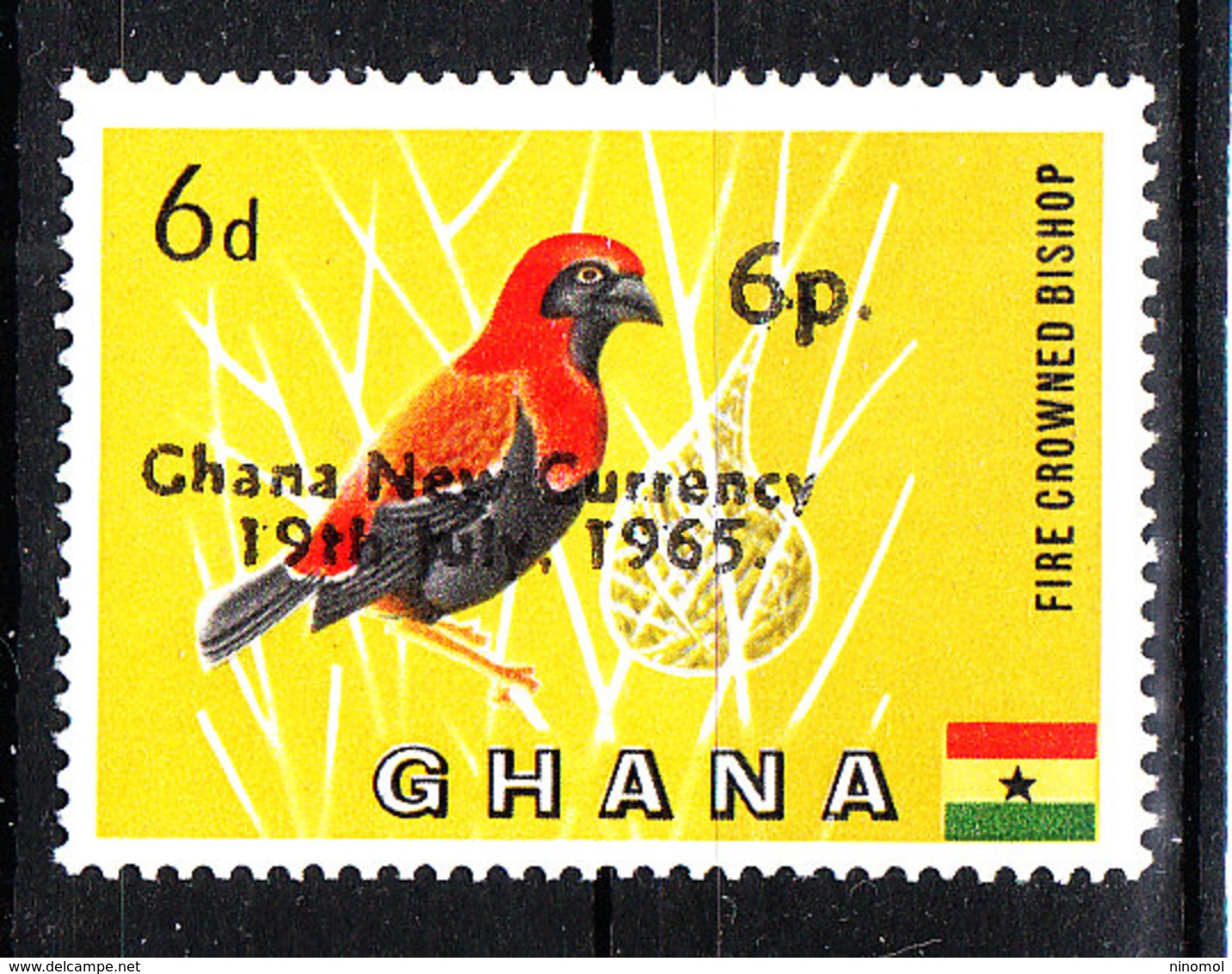 Ghana - 1965. Uccello Di Fuoco. Fire Bird. With Overprint. Rare MNH - Moineaux