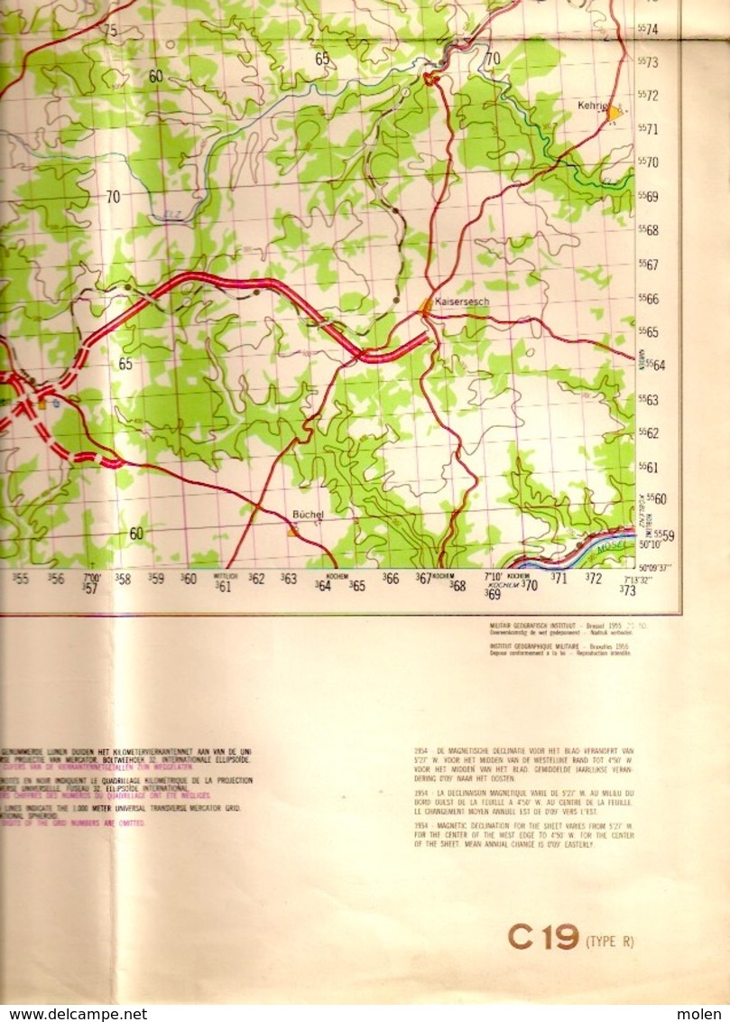 TOPOGRAPHISCHE KARTE 1/100.000 SCHLEIDEN ©1955 PRUM MAYEN DAUN MANDERFELD DAHLEM ADENAU HILLESHEIM ULMEN GEROLSTEIN S457