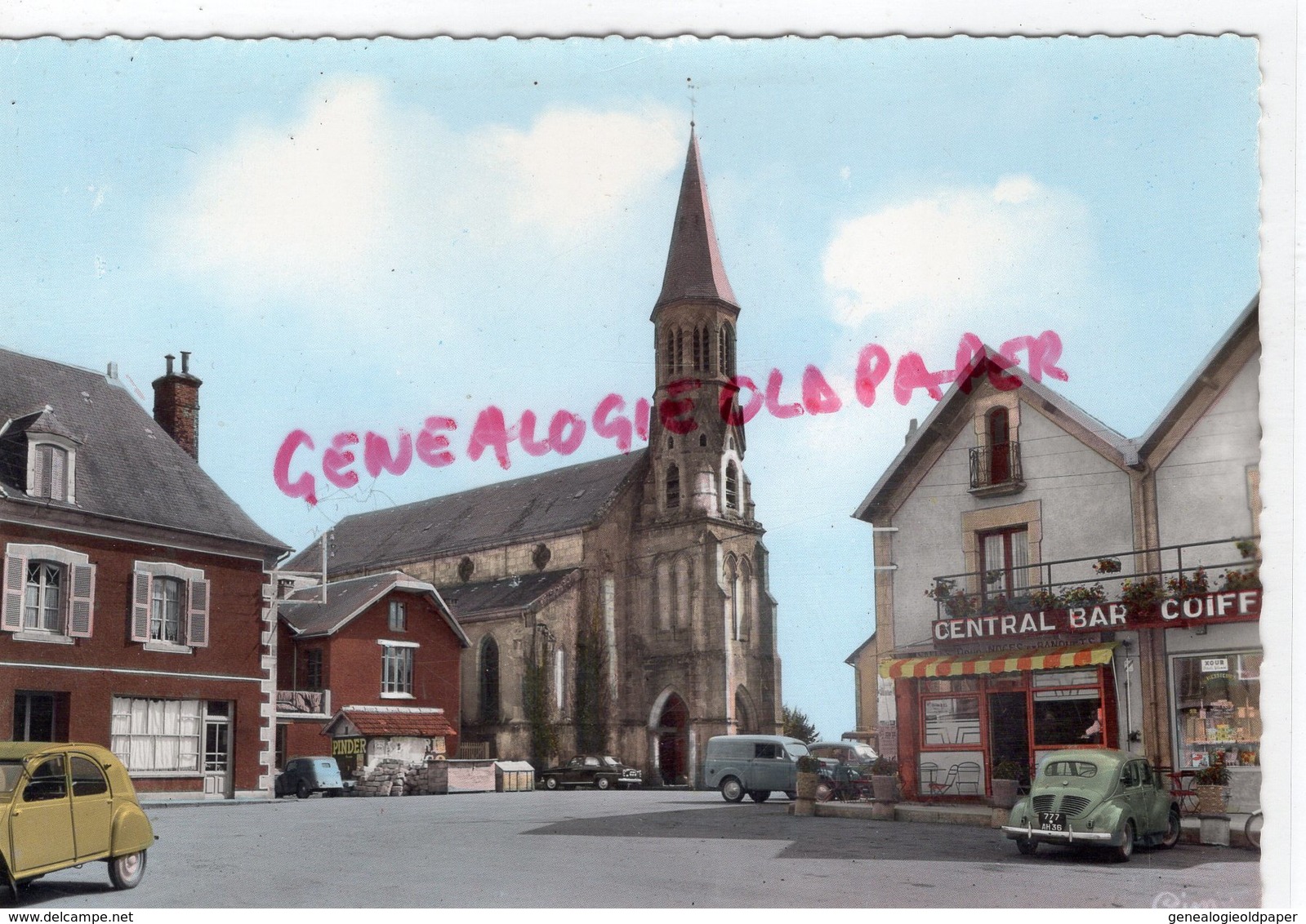 87 - ST SAINT SULPICE LES FEUILLES- L' EGLISE SAINT SULPICE-CENTRAL BAR COIFFURE-   - HAUTE VIENNE - Saint Sulpice Les Feuilles