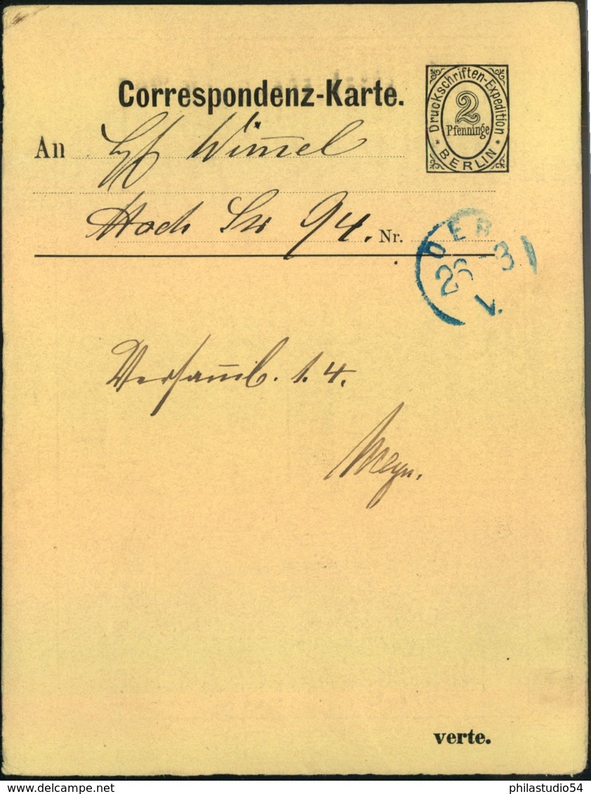 1874, Annoncenkarte DRUCKSCHRIFTEN-EXPEDITION BERLIN, Gebraucht - Selten - Correos Privados & Locales